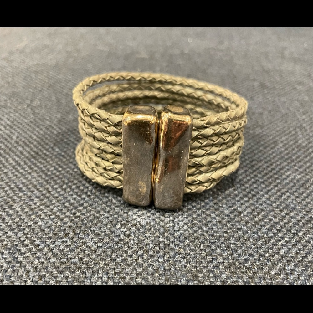 Gray leather braided bracelet